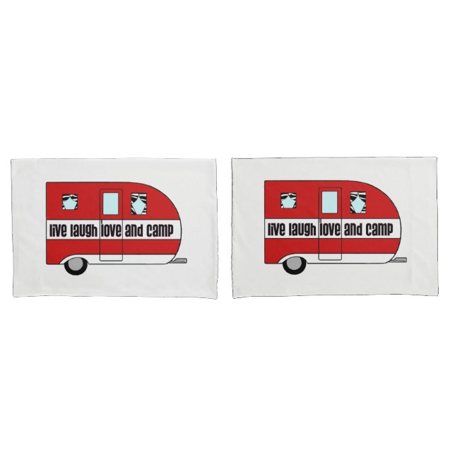 Housse D'oreillers "Vis, ris, aime et camp" (devant-Set)