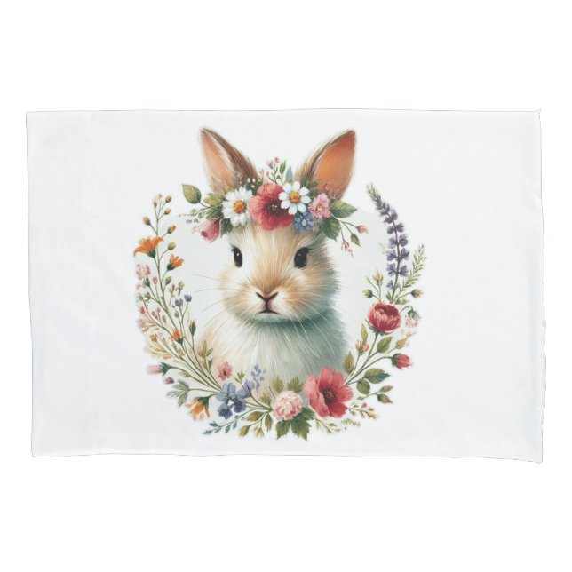 Housse D'oreillers Visage de lapin fantaisiste (devant)