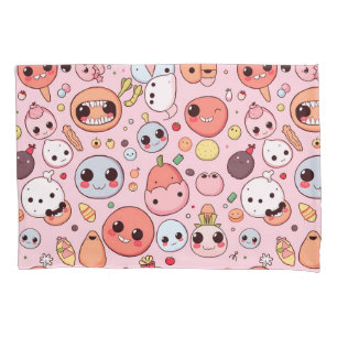 Housse D'oreillers Visages des monstres de nourriture Whimsical
