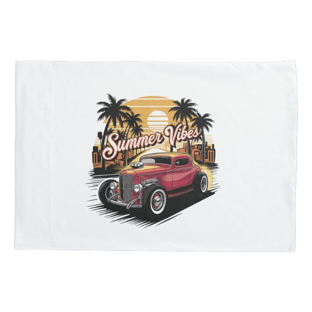 Housse D'oreillers Voiture Classique Ambiance Estivale (Dos)