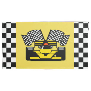 Housse D'oreillers Voiture de course jaune : Drapeau de contrôleur