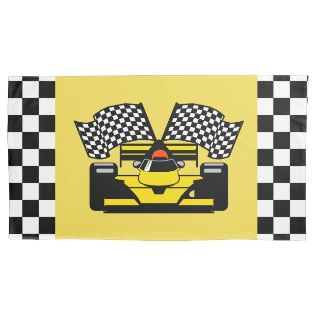 Housse D'oreillers Voiture de course jaune : Drapeau de contrôleur (devant)