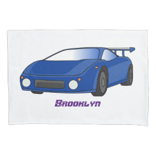 Housse D'oreillers Voiture de sport bleue avec illustration airfos