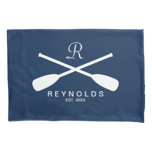Housse D'oreillers Voitures à rames nautiques monogramme de nom de f