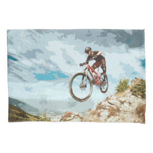 Housse D'oreillers Voler en descendant sur un vélo de montagne