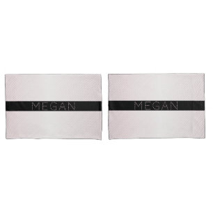 Housse D'oreillers Votre nom Blanc fin et Rose subtil Ombre Stripes