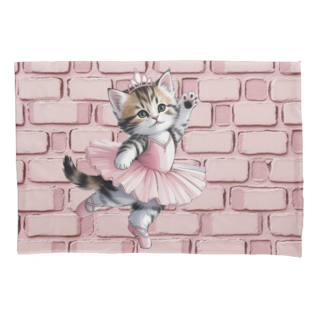 Housse D'oreillers Watercolor Ballerina Kitten Girl Birthday Party  (devant)