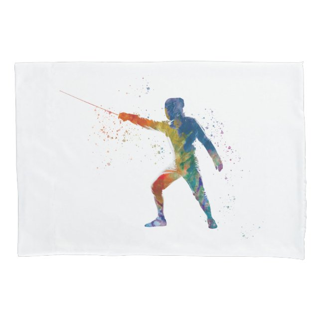 Housse D'oreillers watercolor fencing (devant-gauche)