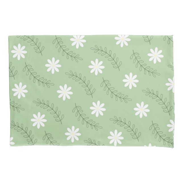 Housse D'oreillers Whimsical Sage Green Floral Retro, Gai (devant)