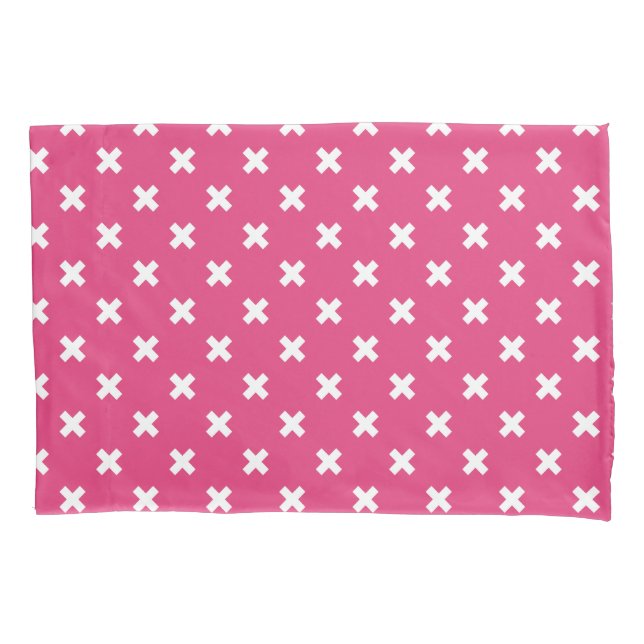 Housse D'oreillers White cross stitches on fuchsia (devant)