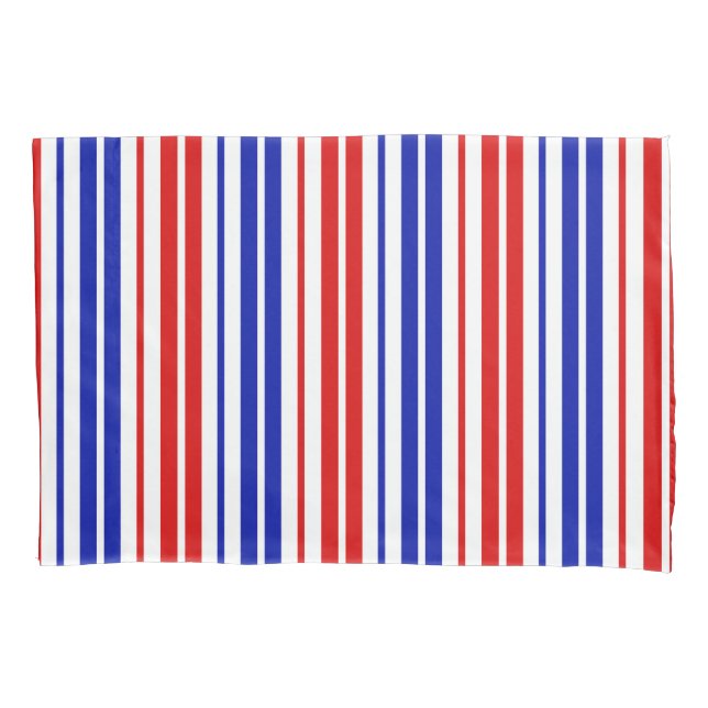 Housse D'oreillers White Red Blue Stripes Pattern   (devant)