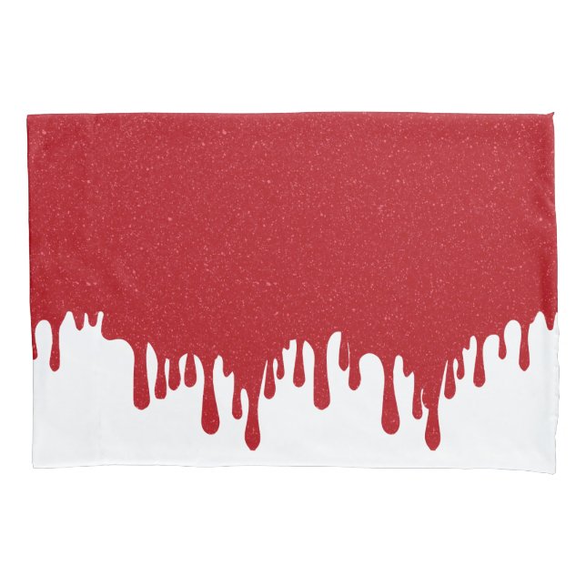 Housse D'oreillers White & Tomato Red Drip Pillowcase – Customizable (devant)