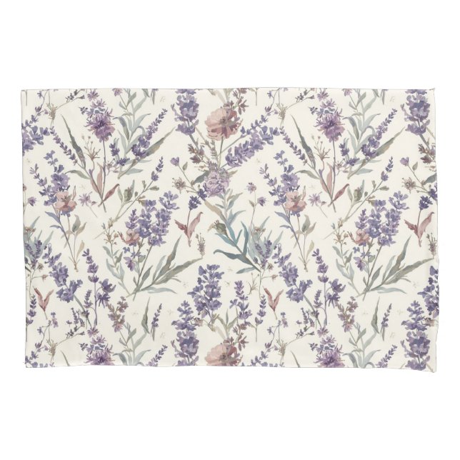 Housse D'oreillers Wildflower Lavender Boho Botanical Floral Pattern (devant)