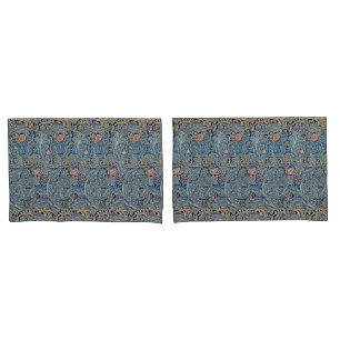 Housse D'oreillers William Morris Beau motif floral bleu rose