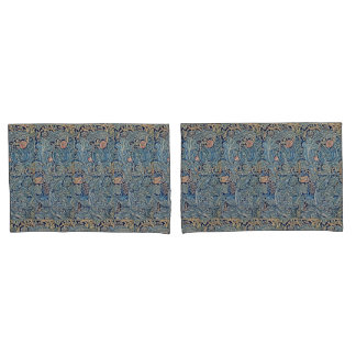 Housse D'oreillers William Morris Beau motif floral bleu rose