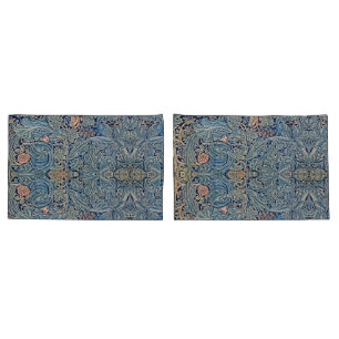 Housse D'oreillers William Morris Beau motif floral bleu rose