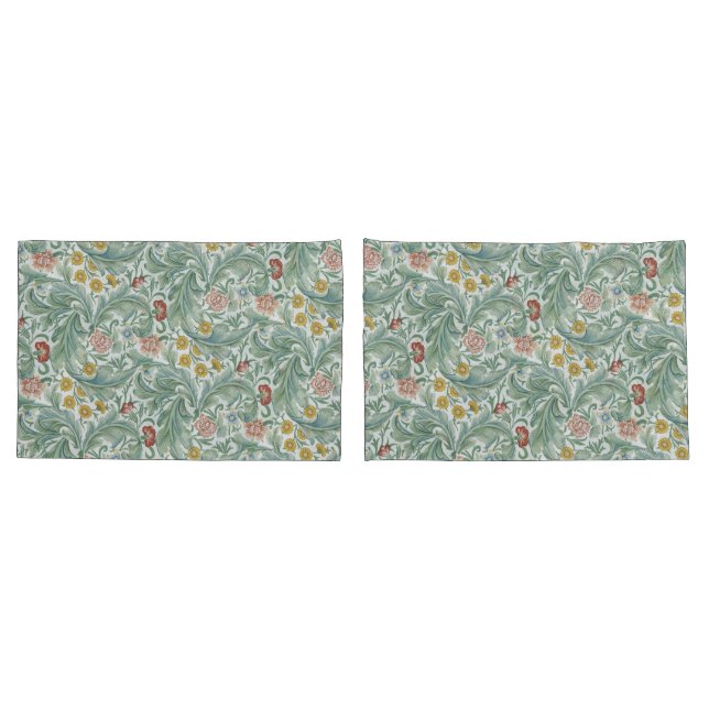 Housse D'oreillers William Morris Leicester Carnation des fleurs Feui (Dos-Set)