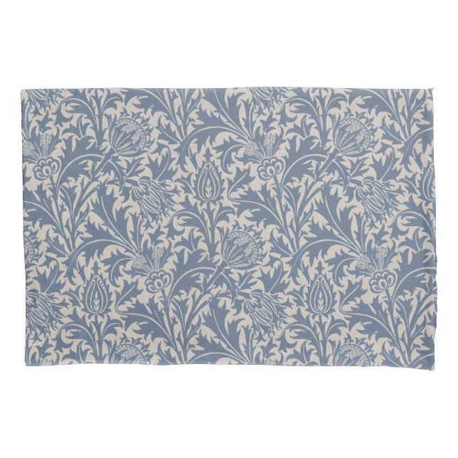 Housse D'oreillers William Morris Thistle Sage Blue Pattern (devant)