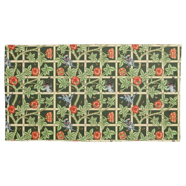 Housse D'oreillers William Morris Trellis Motif en vert (devant)