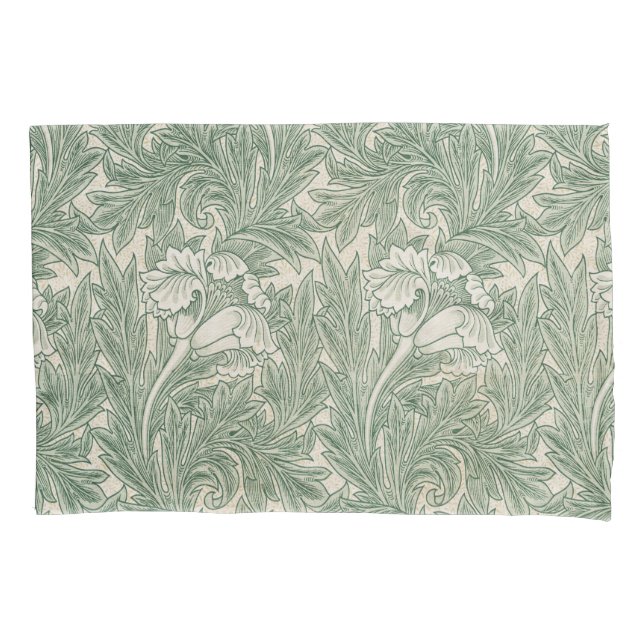 Housse D'oreillers William Morris Tulip Motif Sage Green (devant)