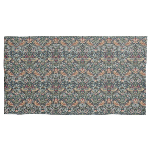 Housse D'oreillers William Morris, Voleur de fraises, Pillowcase bleu (devant)