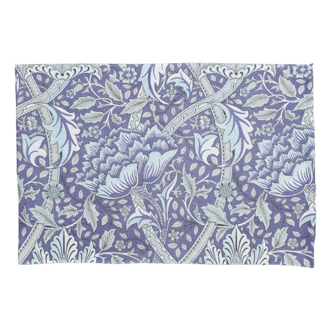 Housse D'oreillers William Morris Windrush motif floral bleu (devant)