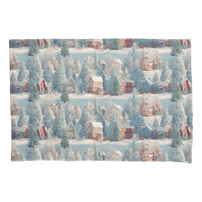 Housse D'oreillers Winter Wonderland Voxel Art (devant)