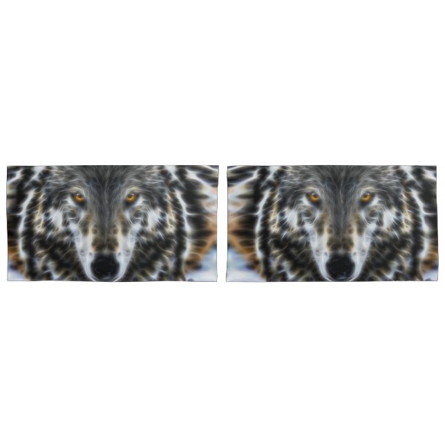 Housse D'oreillers Wolf Portrait inspirant (devant-Set)