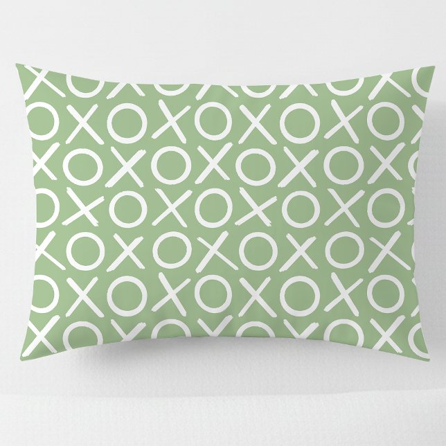 Housse D'oreillers XOXO Câlins et Bisous Motif Vert Mignon Moderne (Créateur téléchargé)