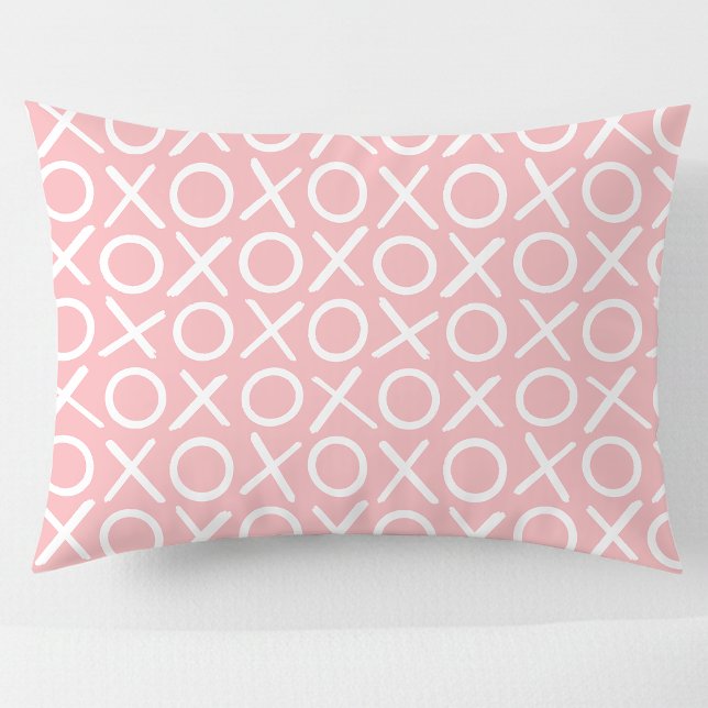 Housse D'oreillers XOXO Hugs & Kisses Pastel Pink Cute Modern Pattern (Créateur téléchargé)