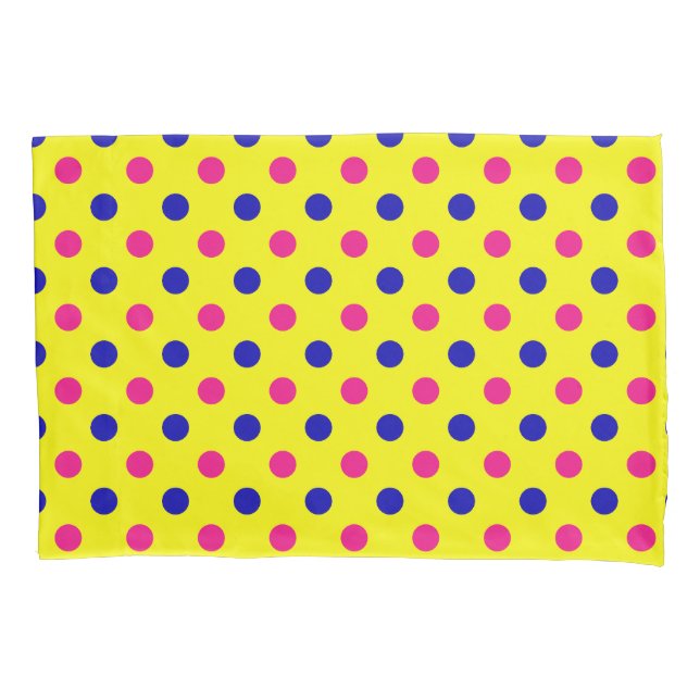Housse D'oreillers Yellow Pink Blue Polka Dot Pattern (devant)