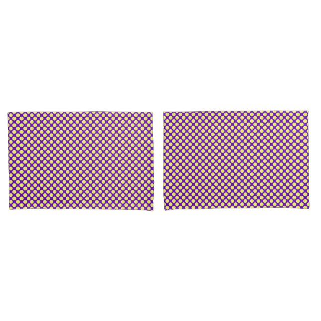 Housse D'oreillers Yellow Polka Dots With Purple Background (devant-Set)