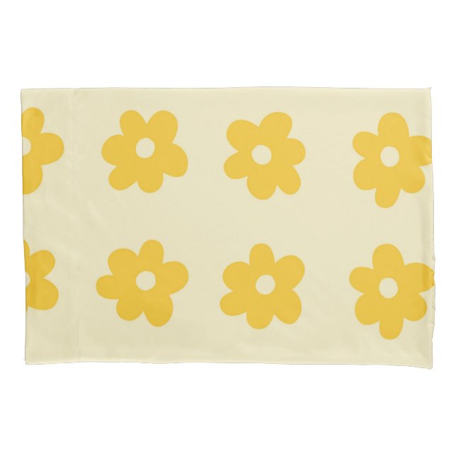 Housse D'oreillers Yellow Retro Y2K Jouer Pastel Blossom Floral (devant)