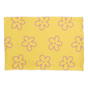 Housse D'oreillers Yellow Vibrant Y2K Fleur sauvage Bold Retro Spring