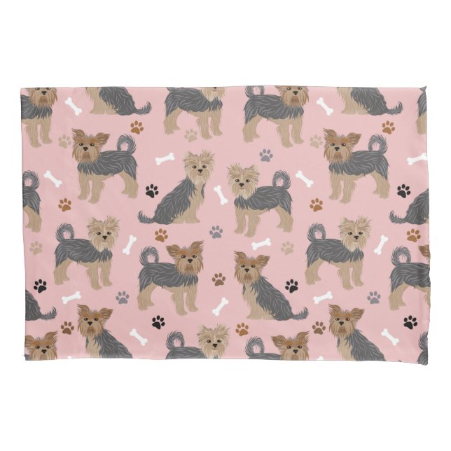 Housse D'oreillers Yorkshire Terrier Paws et Bones Yorkie Chien (devant)
