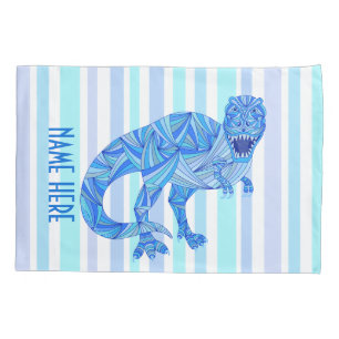Housse D'oreillers Z T-Rex Dinosaure Coloré Rayures préhistoriques