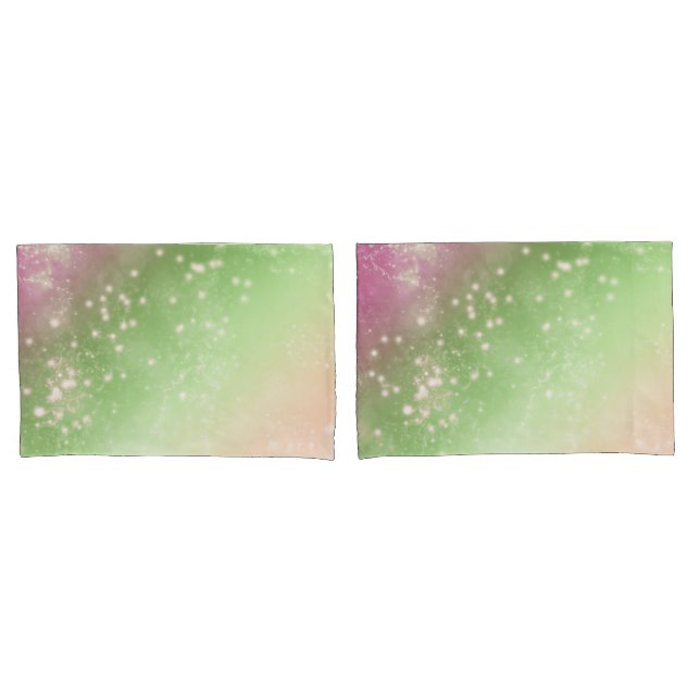Housse D'oreillers Zodiac : Design d'espace rose et vert (devant-Set)