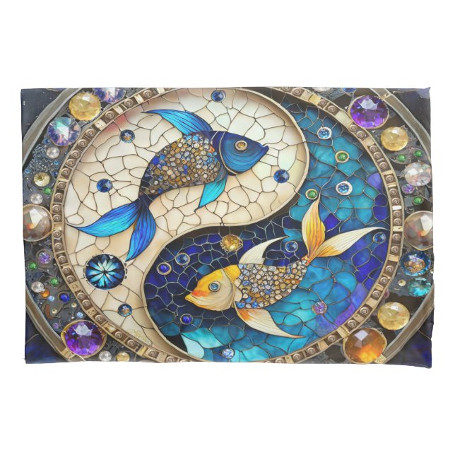 Housse D'oreillers Zodiac - Poissons de poisson Yin et Yang (devant)