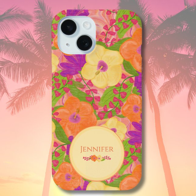 Housse Fleur Tropicale Personnalisée – Étui de tél (Summer Vibes Personalized Tropical Floral Phone Case)