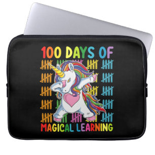 Housse Pour Ordinateur Portable 100 jours d'école de licorne d'apprentissage magiq