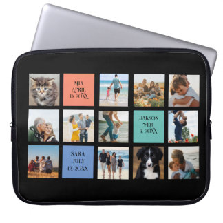 Housse Pour Ordinateur Portable 12 Photo, 3 Bloc de couleur avec texte sur fond no