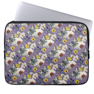 Housse pour ordinateur portable 13" Chat et fleurs