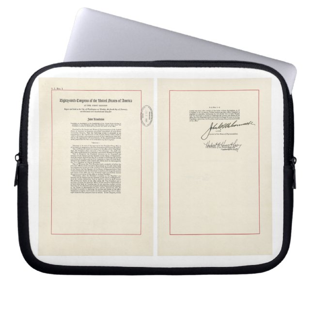 Housse Pour Ordinateur Portable 25ème amendement initial Constitution américaine (Devant)
