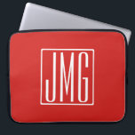 Housse Pour Ordinateur Portable 3 Initiales Monogramme | Rouge et blanc (ou couleu<br><div class="desc">Vos trois initiales sont monogrammées.</div>