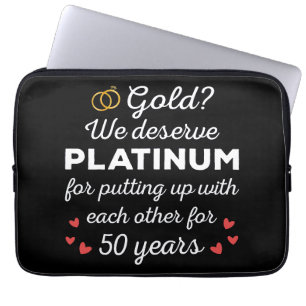 Housse Pour Ordinateur Portable 50ème anniversaire de Mariage I - Gold Funny Coupl