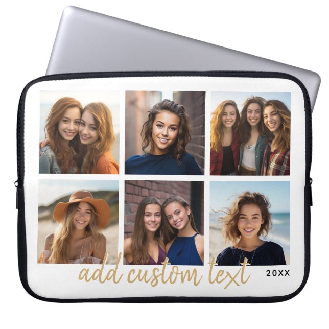 Housse Pour Ordinateur Portable 6 Collage de photos - police manuscrite ajoutez vo (Devant)