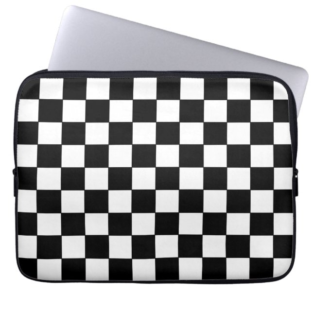 Housse Pour Ordinateur Portable à damiers blanc et noir (Devant)