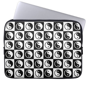 Housse Pour Ordinateur Portable À damiers blanc noir Yin-yang Zen Block Imprimer