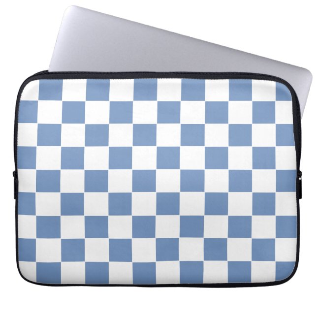 Housse Pour Ordinateur Portable à damiers bleu/gris et blanc (Devant)
