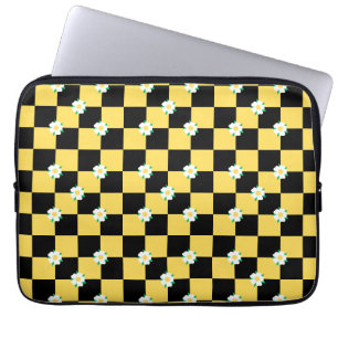 Housse Pour Ordinateur Portable à damiers jaune blanc